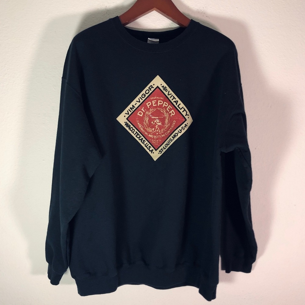 Waco Texas Dr Pepper Vintage Graphic Sweatshirt 3XL Black Fleece Pullover Farm